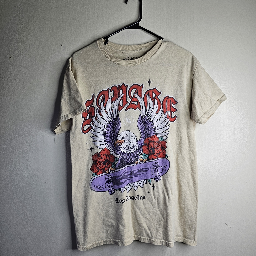Graphic Eagle Print Beige T-Shirt